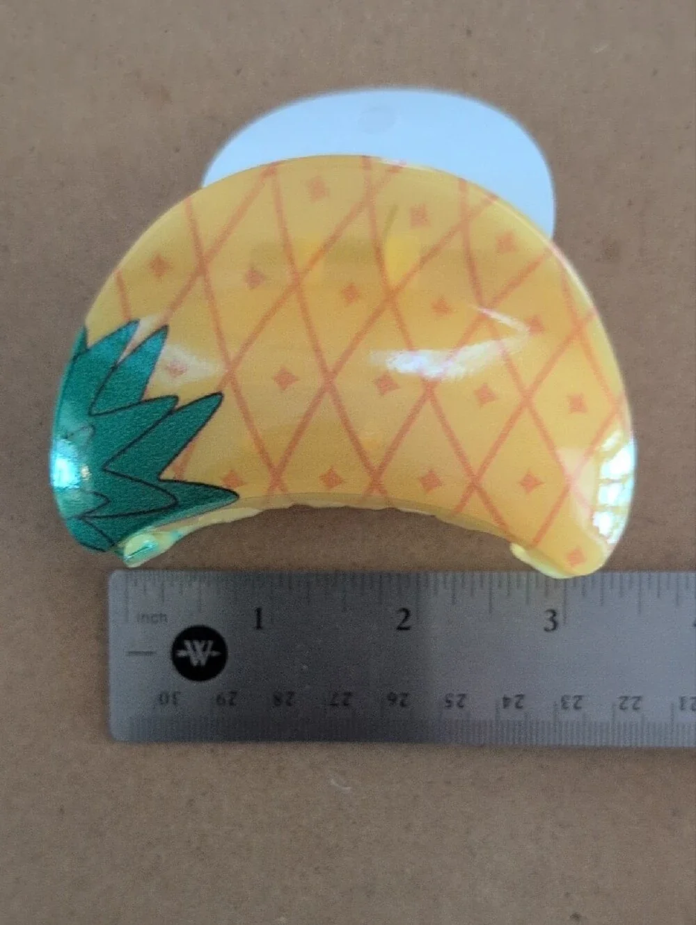 Pineapple Print Crescent Hair Clip - Yellow & Green